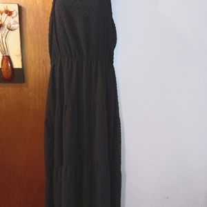 Black halter maxi dress.